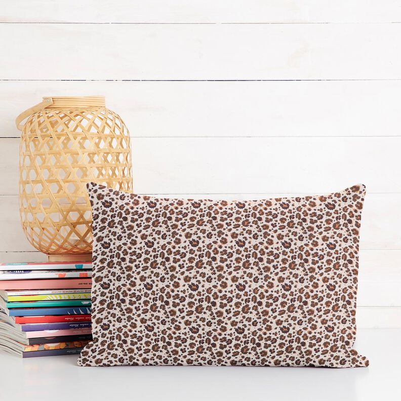 Bomullstyg Kretong stora leopardfläckar – mellanbrun/ljusbeige,  image number 6