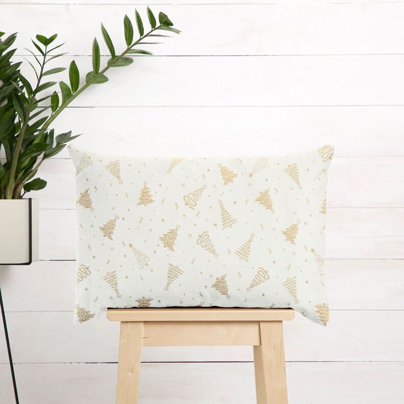Dekorationstyg Jacquard Lurex Små granar – ljusbeige/guld, image number 6
