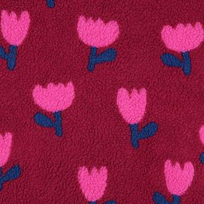 Teddyplysch tulpaner | Poppy Fabrics – karminröd, 