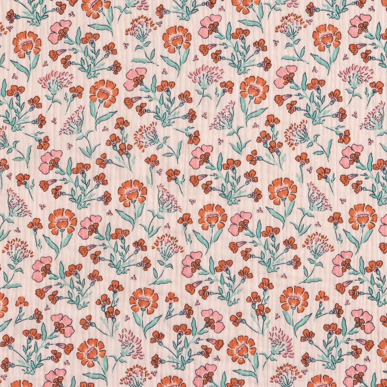 Muslin/Dubbel-krinkelväv Blomsteräng | Poppy Fabrics – rose,  image number 1