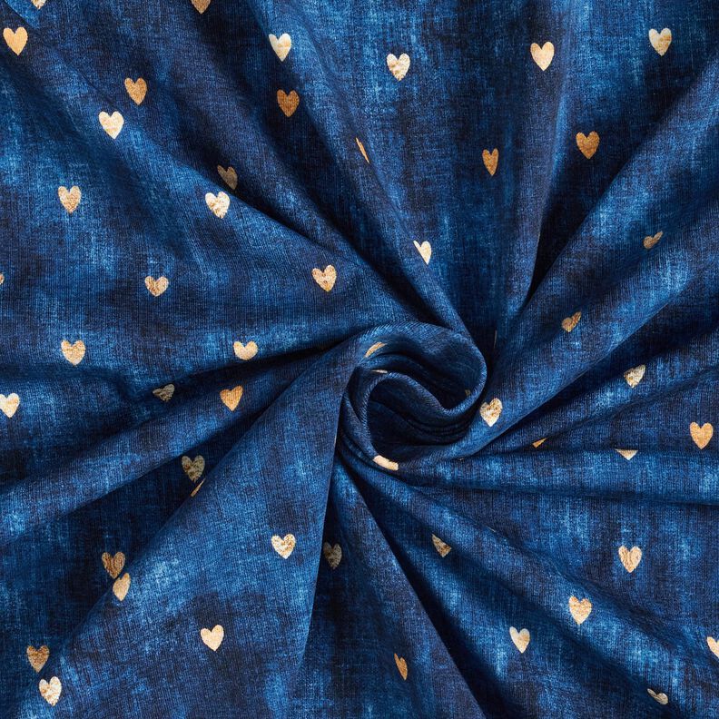 Bomullsjersey Gyllene hjärtan | Glitzerpüppi – indigo,  image number 3