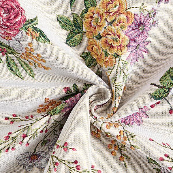 dekorationstyg gobeläng blandade blommor – yllevit/fläder, image number 3