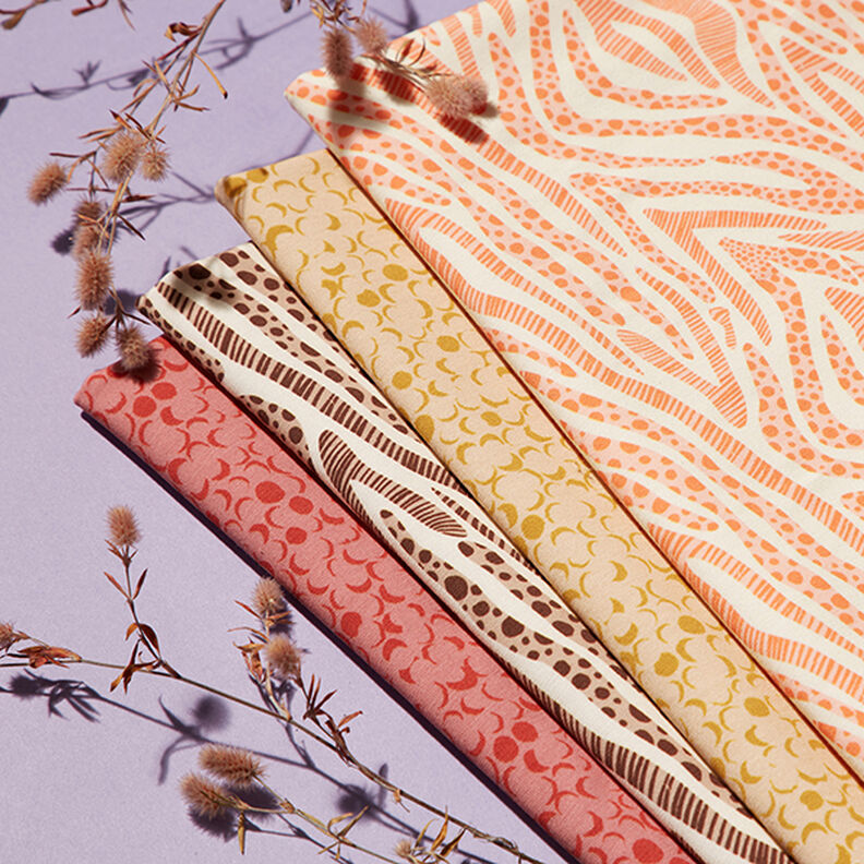 GOTS French Terry Sommarsweat Zebra | Tula – ljusbeige/brandgul,  image number 6