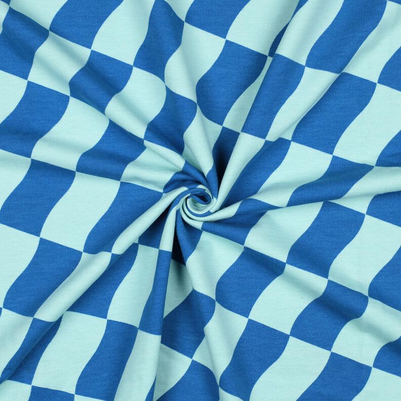 Softsweat vågiga rutor | Poppy Fabrics – kungsblått/isblå,  image number 3