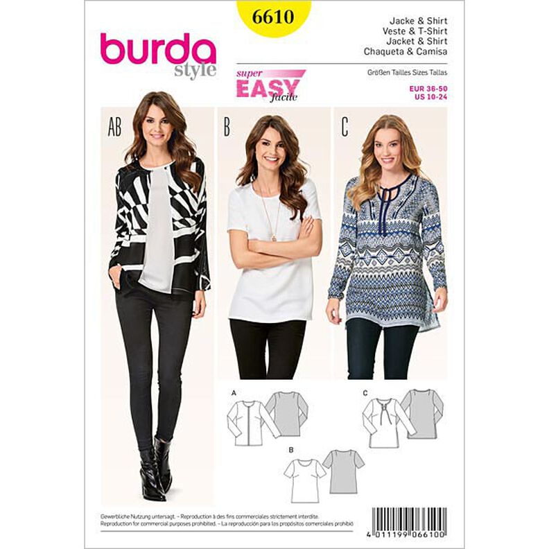 Jacka/T-shirt, Burda 6610,  image number 1