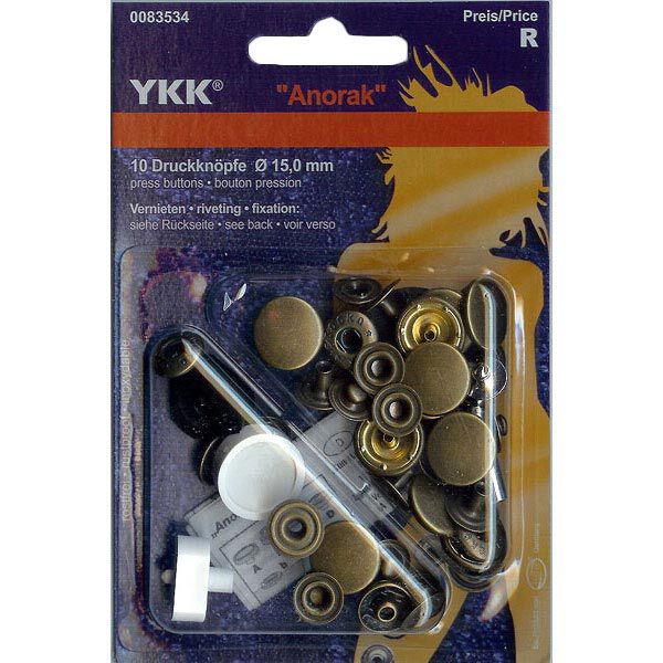 Sy-fria tryckknappar Anorak 4 – mellanbrunt | YKK,  image number 1