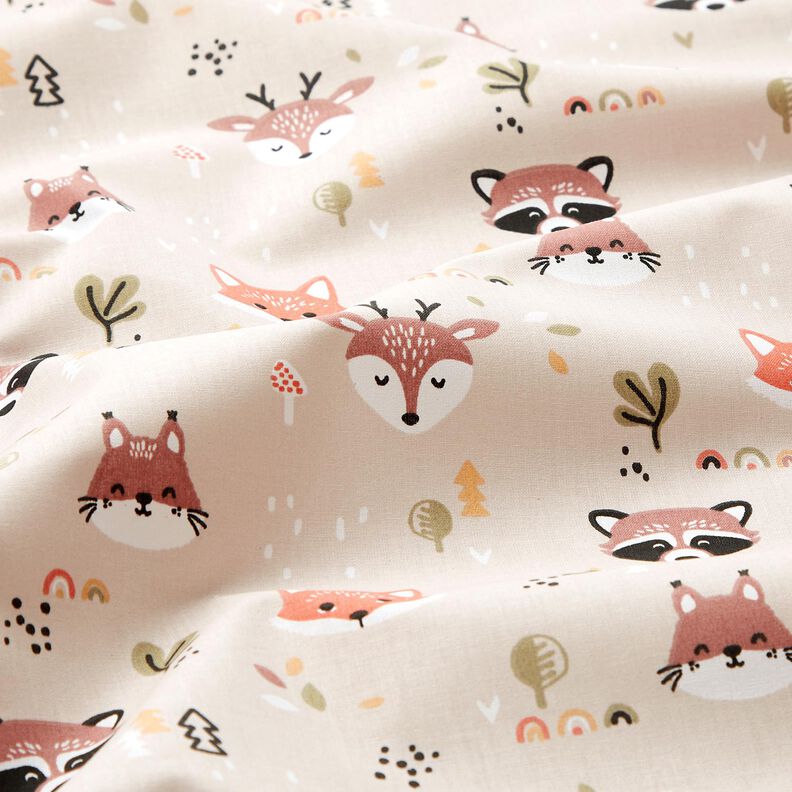 Bomullspoplin skogsdjurshuvuden &ndash; natur/koppar,  image number 2