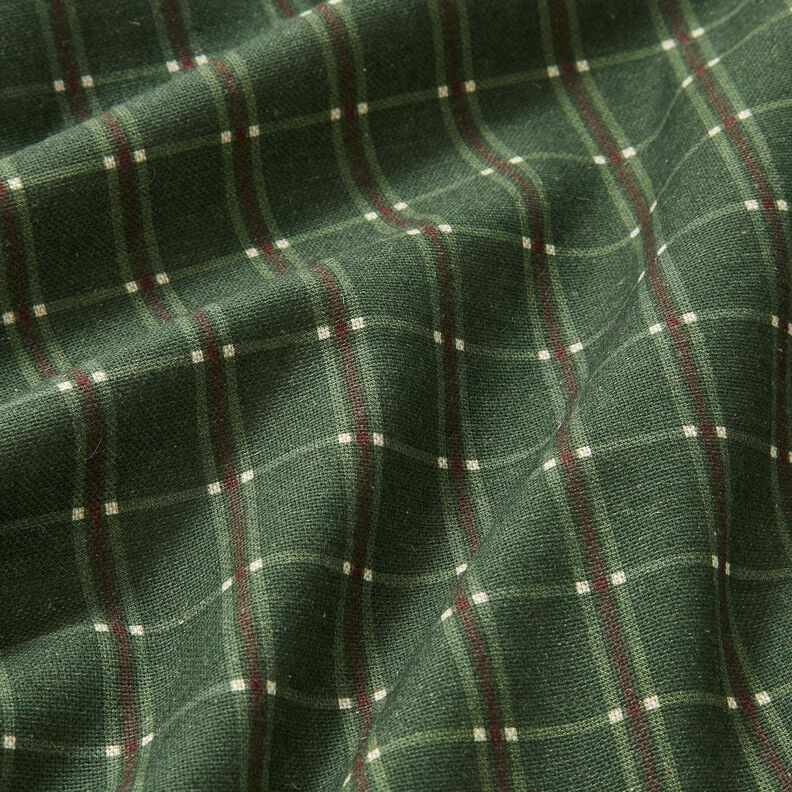 Dekorationstyg Halvpanama eleganta rutor – grangrön/karminröd, image number 2