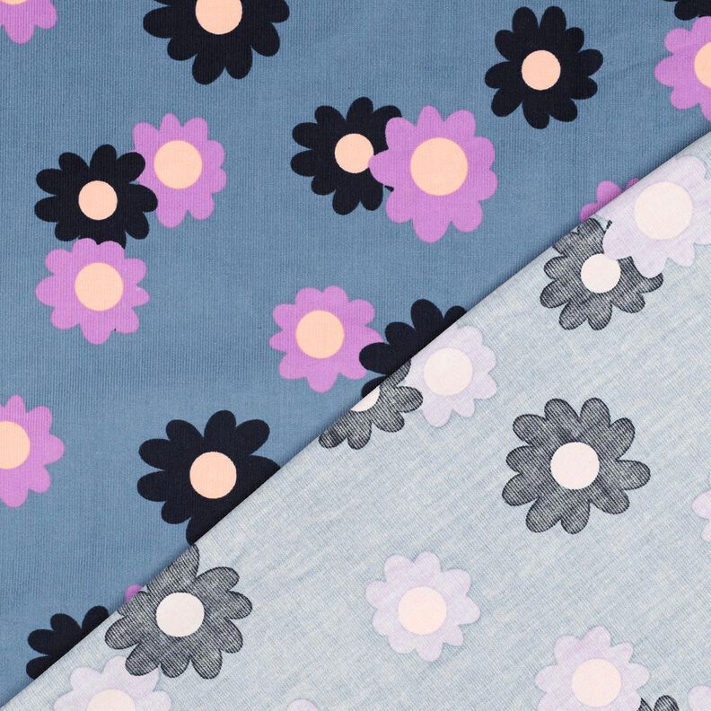 Babymanchester Blommor | Poppy Fabrics – jeansblå/lavender,  image number 4