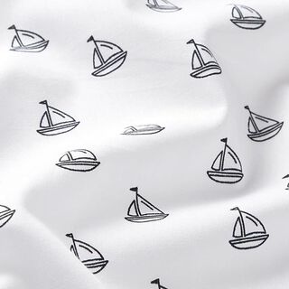 Bomullspoplin Segelbåtar – vit, 