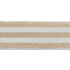 Randigt gummiband [40 mm] – ljusgrått/guld, 