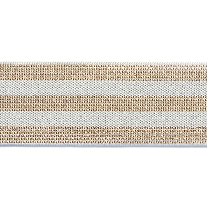 Randigt gummiband [40 mm] – ljusgrått/guld,  image number 1