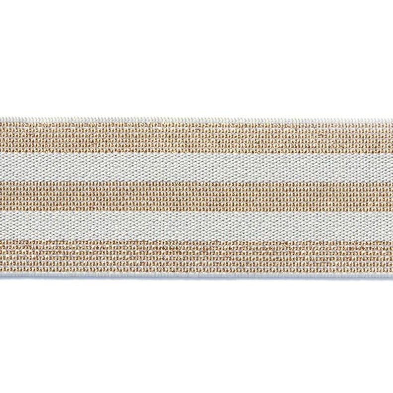 Randigt gummiband [40 mm] – ljusgrått/guld,  image number 1