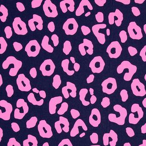 French Terry Sommarsweat jeans med neonmönster och lejonmotiv – nattblå/neonpink, 