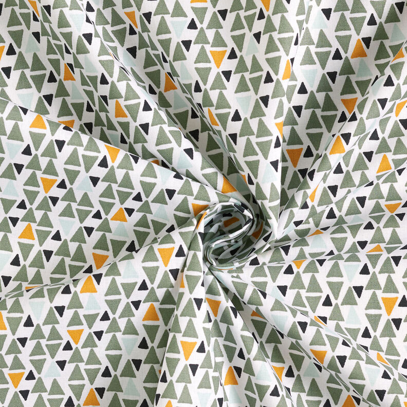 Bomullstyg Kretong Trianglar mini – vass/vit,  image number 3