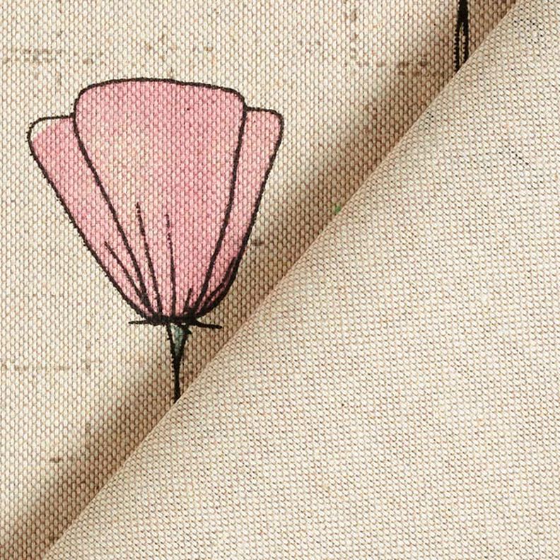 Dekorationstyg Halvpanama torkade blommor – natur/rosa,  image number 6