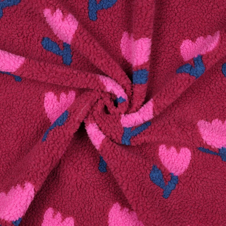 Teddyplysch tulpaner | Poppy Fabrics – karminröd, image number 3