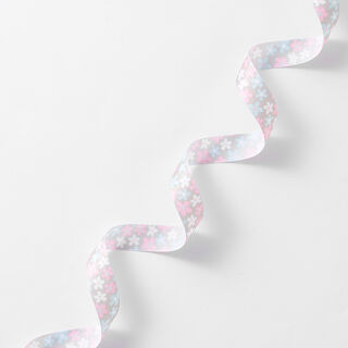 Satinband Blommor – grått/rosa, 
