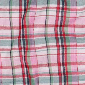 Muslin/Dubbel-krinkelväv Lurex rutigt | Poppy Fabrics – rose/guldmetallic, 