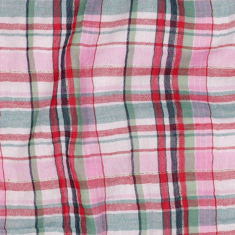 Muslin/Dubbel-krinkelväv Lurex rutigt | Poppy Fabrics – rose/guldmetallic,  image number 2