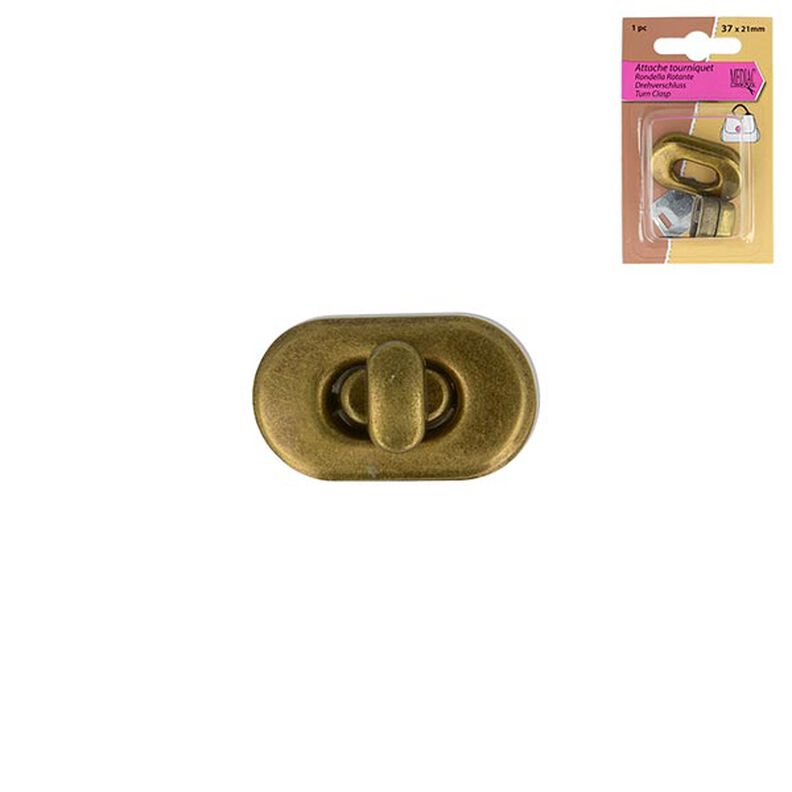 Fecho giratório [ 2,1 x 3,7 cm ] – gammalt guld metallisk,  image number 1