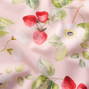 Bomullstyg Poplin jordgubbsblommor – rose/rött, 