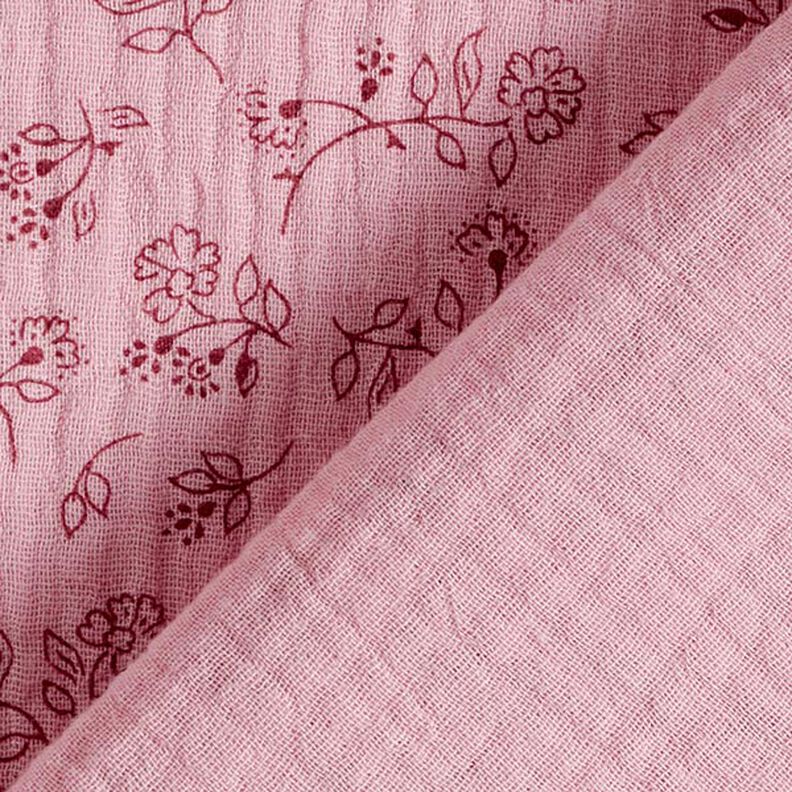Muslin/Dubbel-krinkelväv små blomrankor – rosa,  image number 4