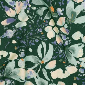 Viskostyg Vårblommor digitaltryck – mörkgrön/ljus mint, 