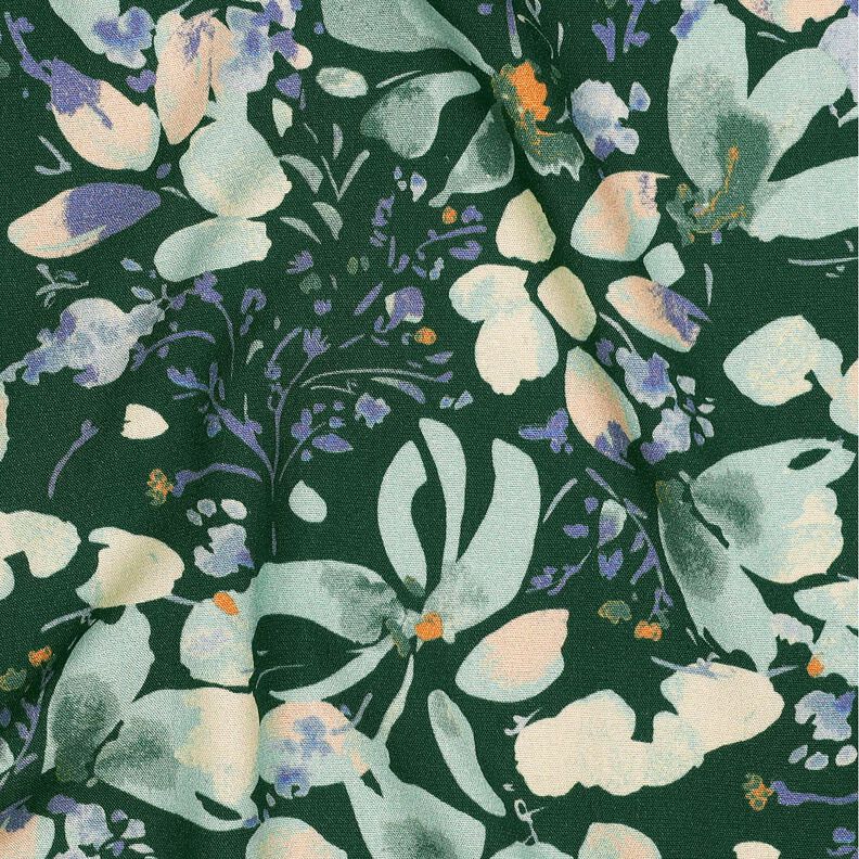 Viskostyg Vårblommor digitaltryck – mörkgrön/ljus mint,  image number 2