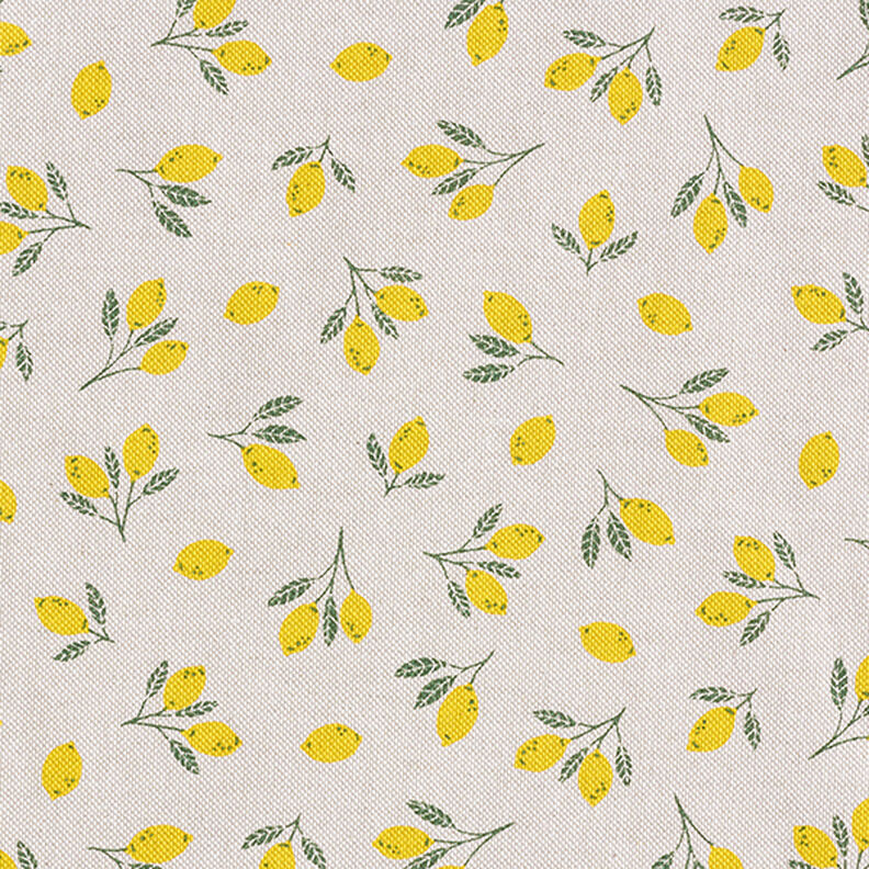 Dekorationstyg halvpanama mini citroner – gul/natur,  image number 1