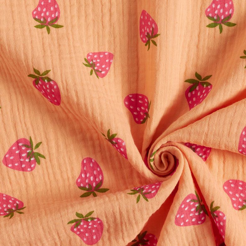 Muslin/Dubbel-krinkelväv Jordgubbar – apricot,  image number 3