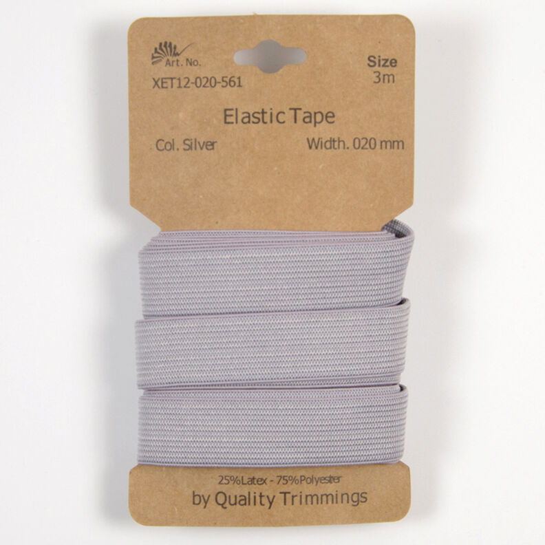 Elastiskt band [3 m | 20 mm] – grått,  image number 1