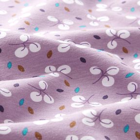 Bomullsjersey Grenar och prickar – lavender, 