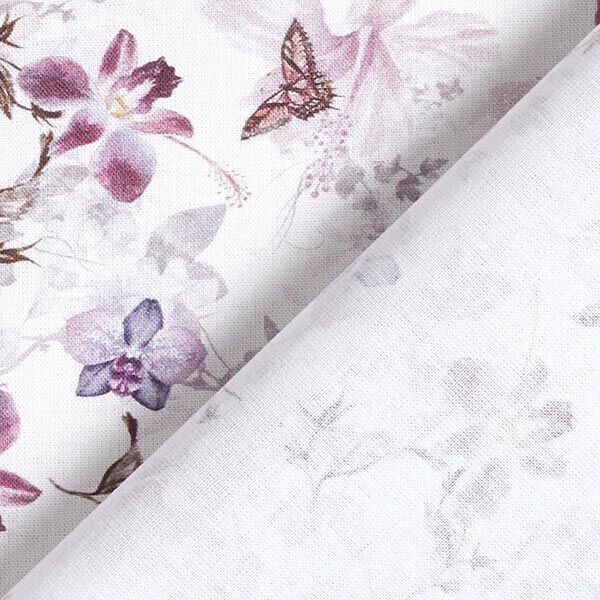 Dekorationstyg Bomullspoplin Fjärilar & orkidéer – pastellviolett,  image number 4