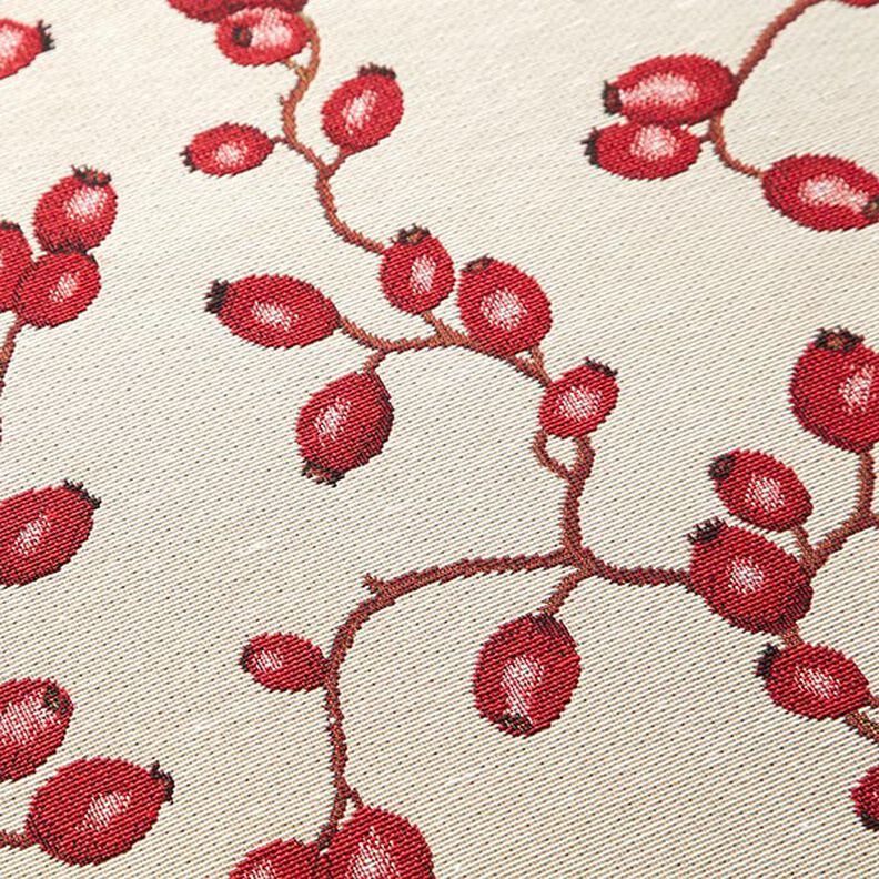Dekorationstyg Gobeläng Nypon – ljusbeige/röd,  image number 10