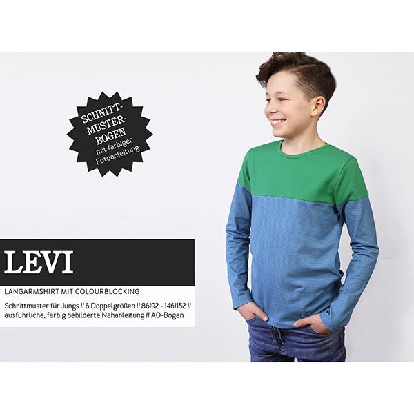 LEVI - långärmad tröja med färgblock, Studio Schnittreif  | 86 - 152,  image number 1