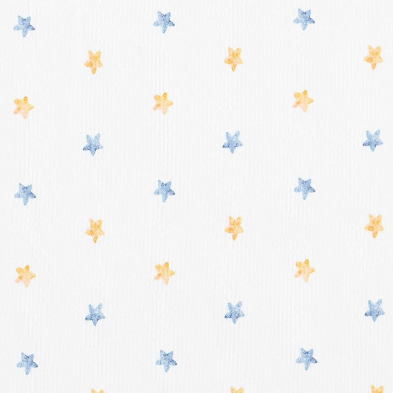 Bomullsjersey Akvarellstjärnor Digitaltryck – elfenbensvit/jeansblå,  image number 1
