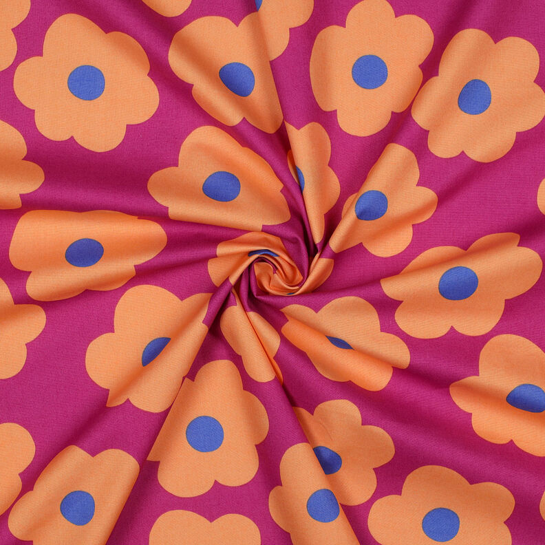 Bomullspoplin Big Flower | Nerida Hansen – rödlila/apricot,  image number 3