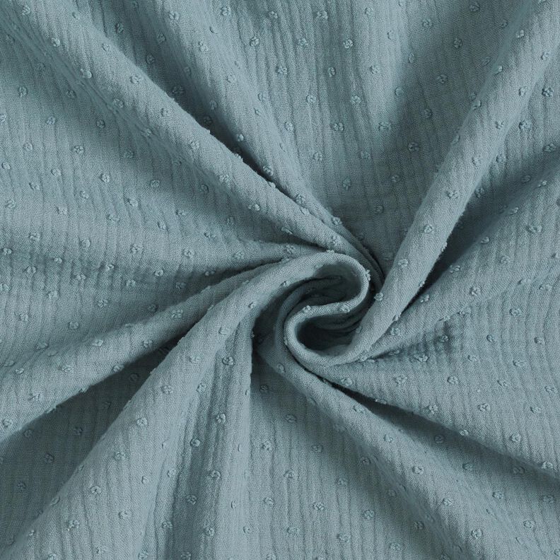 Muslin/Dubbel-krinkelväv dobby – stålblått, image number 3