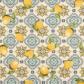 Dekorationstyg Gobeläng citronkakel – natur/citrongul, 