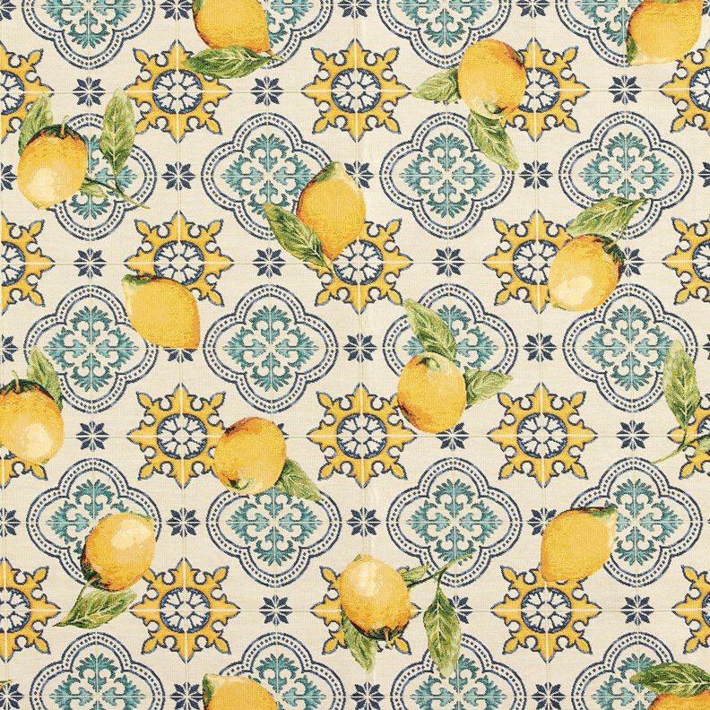 Dekorationstyg Gobeläng citronkakel – natur/citrongul,  image number 1