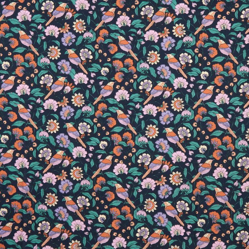 Behandlad bomull blomsterhav – nattblå, image number 1