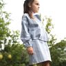 Denim Bomullsblandning ränder | Poppy Fabrics – jeansblå/yllevit,  thumbnail number 7