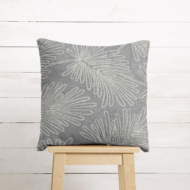 Dekorationstyg Jacquard bladkonturer – grått,  image number 7