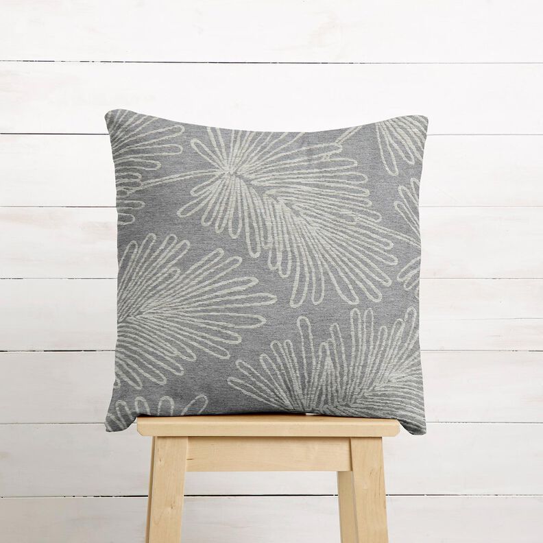 Dekorationstyg Jacquard bladkonturer – grått, image number 7