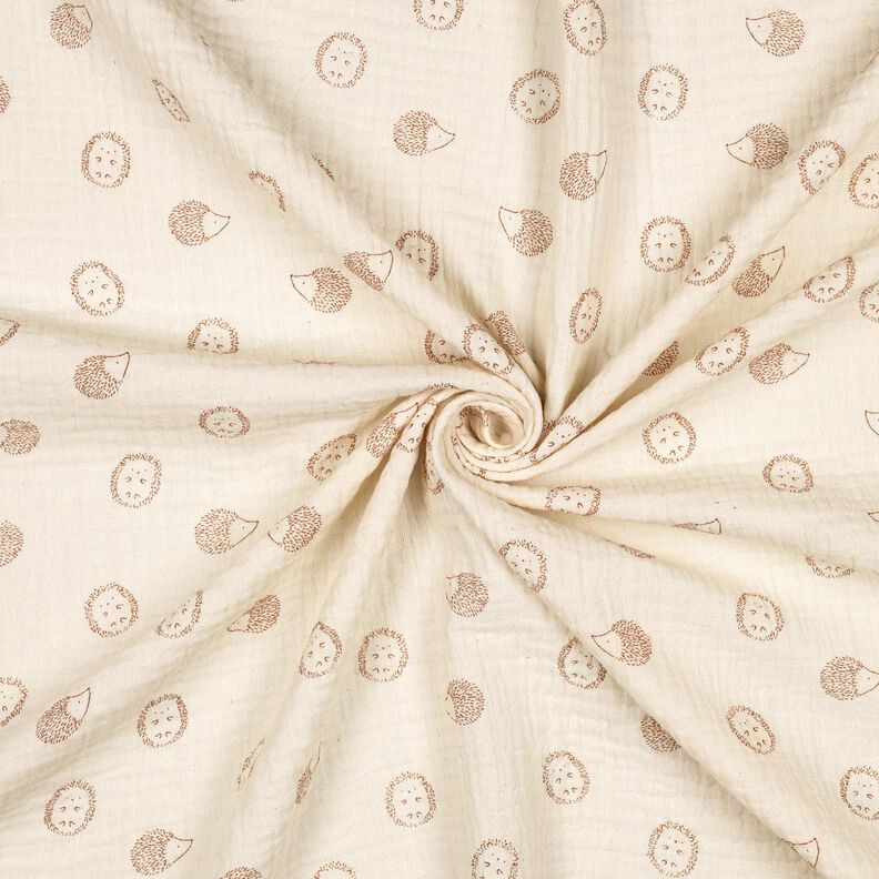 Muslin/Dubbel-krinkelväv igelkott | Poppy Fabrics – natur/ljusbrun,  image number 3