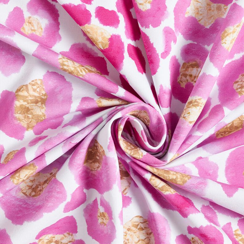 Bomullsjersey Leopard med guldfläckar | Glitzerpüppi – vit/purpur,  image number 3