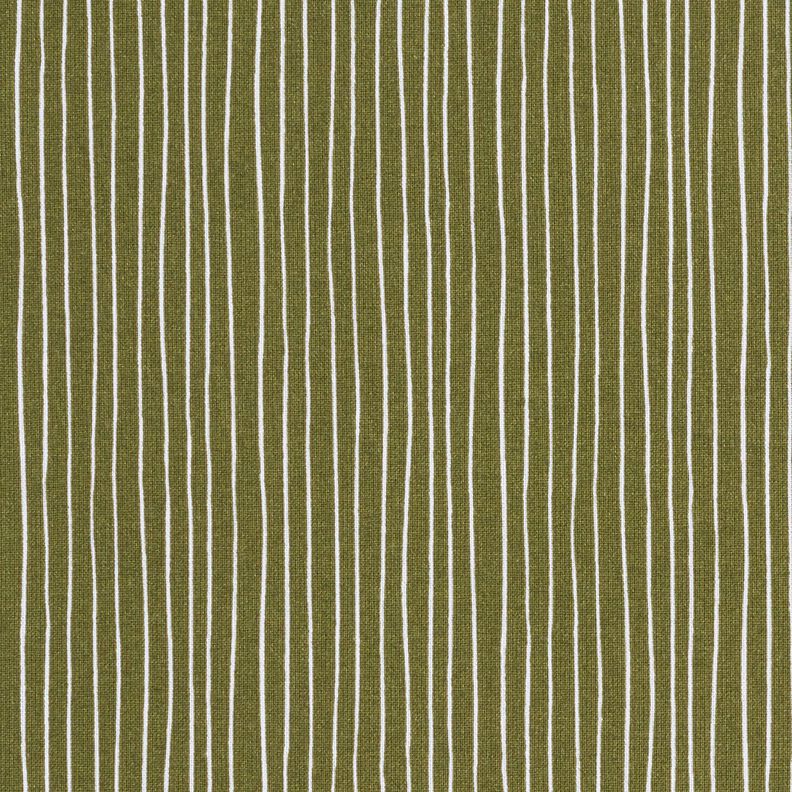 Bomullstyg Kretong spröda linjer – mörk-oliv/vit,  image number 1