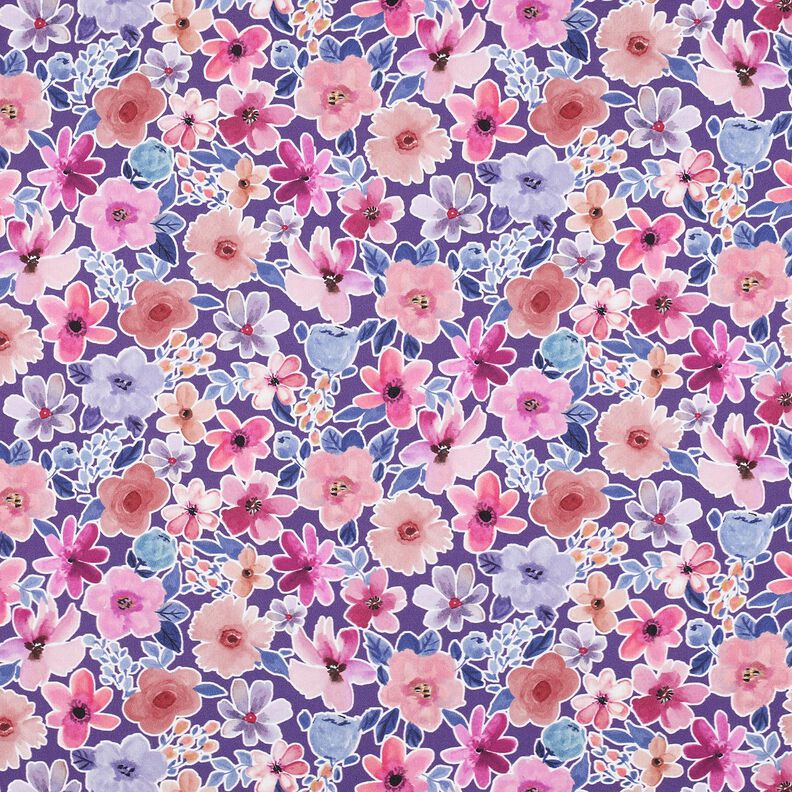 Bomullspoplin blommor | Poppy Fabrics – rödlila,  image number 1