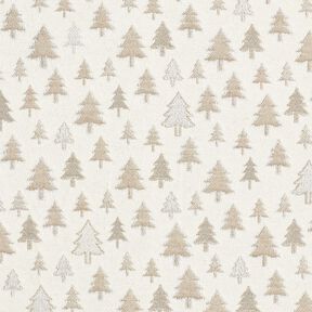 Dekorationstyg Jacquard glittrande granar – beige/silver, 